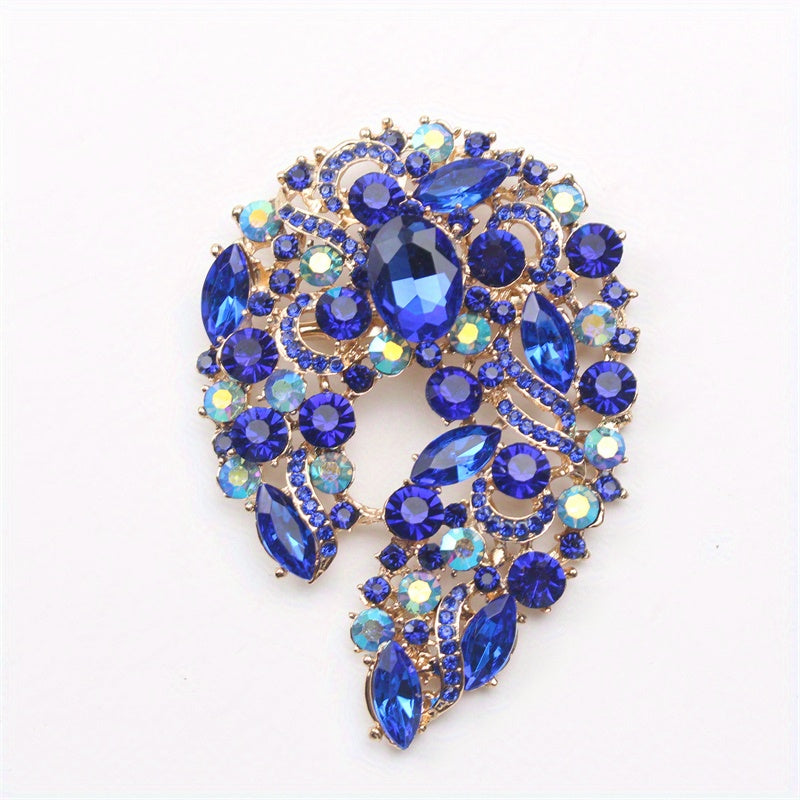 Ayollar uchun ko'zni qamashtiradigan nozik va nafis zargarlik buyumlari uchun Moviy Rhinestone brosh