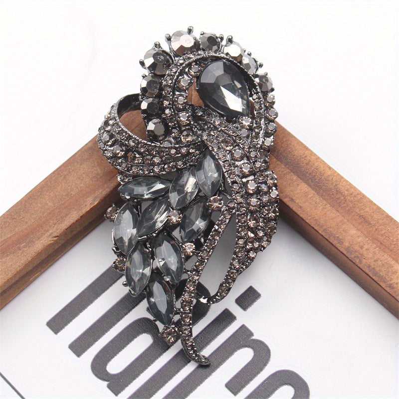 Rhinestone Brooch Pin Enamel Flower Design for Coats Scarves and Accessories