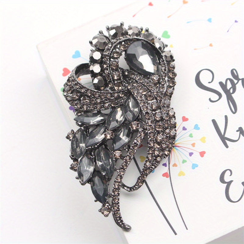 Rhinestone Brooch Pin Enamel Flower Design for Coats Scarves and Accessories