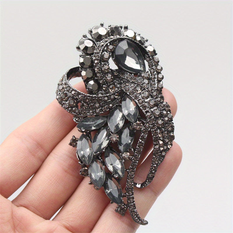 Rhinestone Brooch Pin Enamel Flower Design for Coats Scarves and Accessories