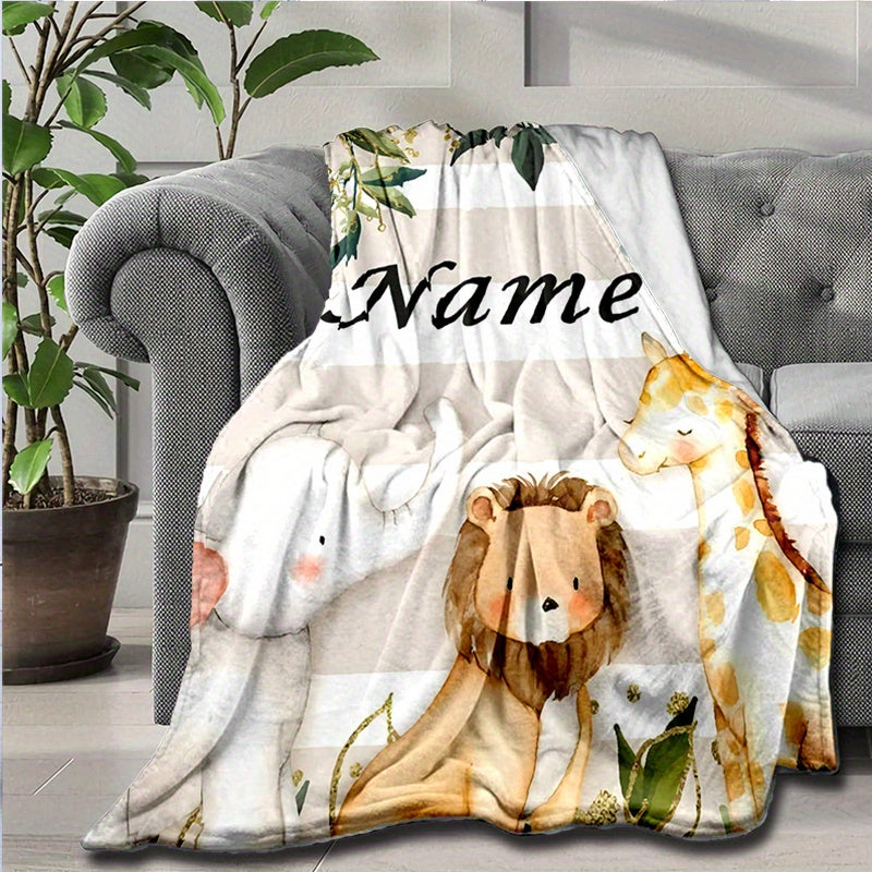 Personalized Soft Warm Blanket with Cute Animal Designs for Bed Sofa Picnic All Seasons