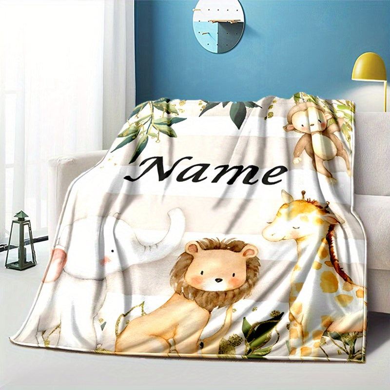 Personalized Soft Warm Blanket with Cute Animal Designs for Bed Sofa Picnic All Seasons