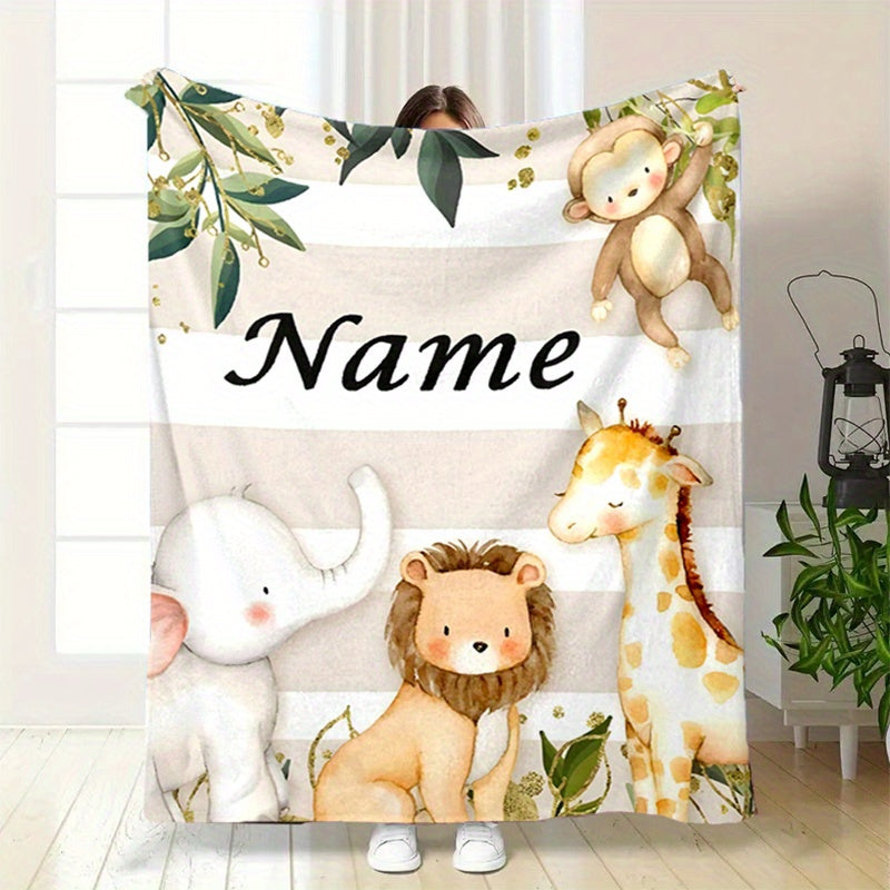 Personalized Soft Warm Blanket with Cute Animal Designs for Bed Sofa Picnic All Seasons