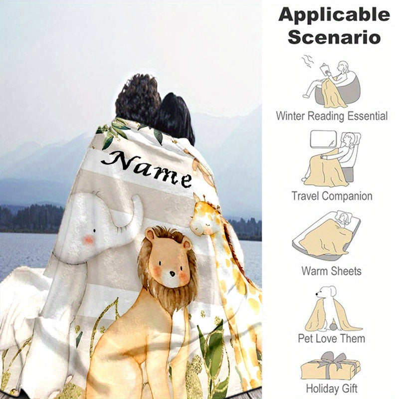 Personalized Soft Warm Blanket with Cute Animal Designs for Bed Sofa Picnic All Seasons
