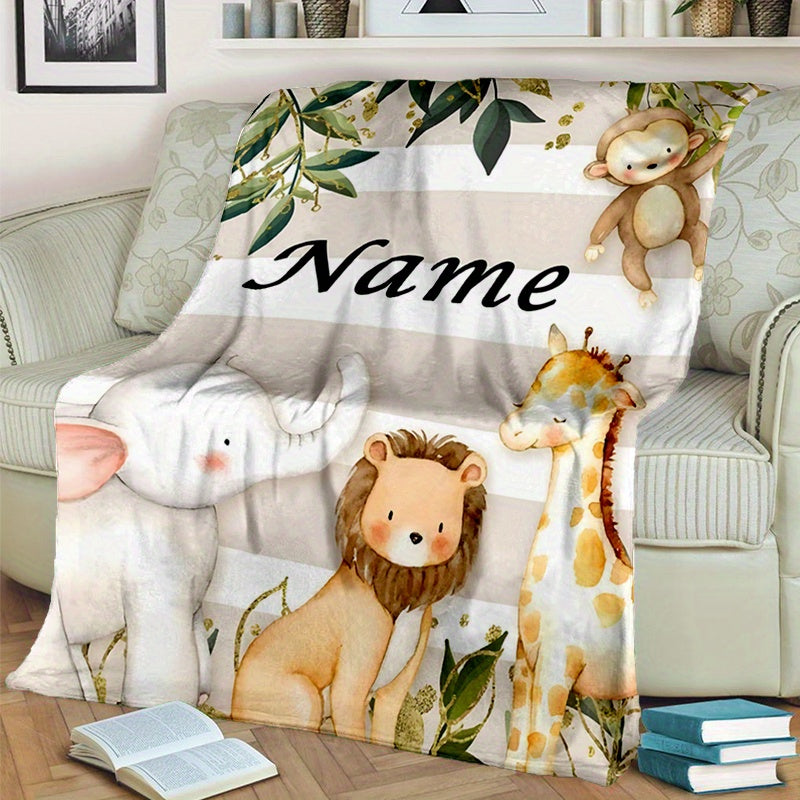 Personalized Soft Warm Blanket with Cute Animal Designs for Bed Sofa Picnic All Seasons