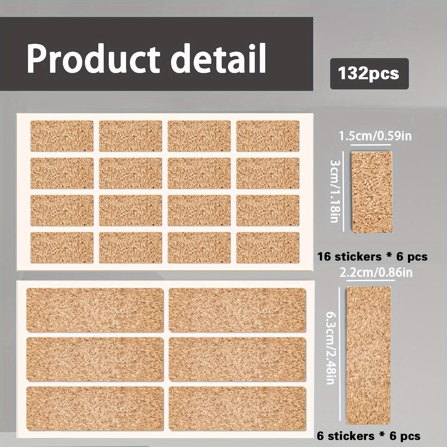 Cork Label Stickers for Organizing Containers and Bottles, 36 96 or 132 Pieces