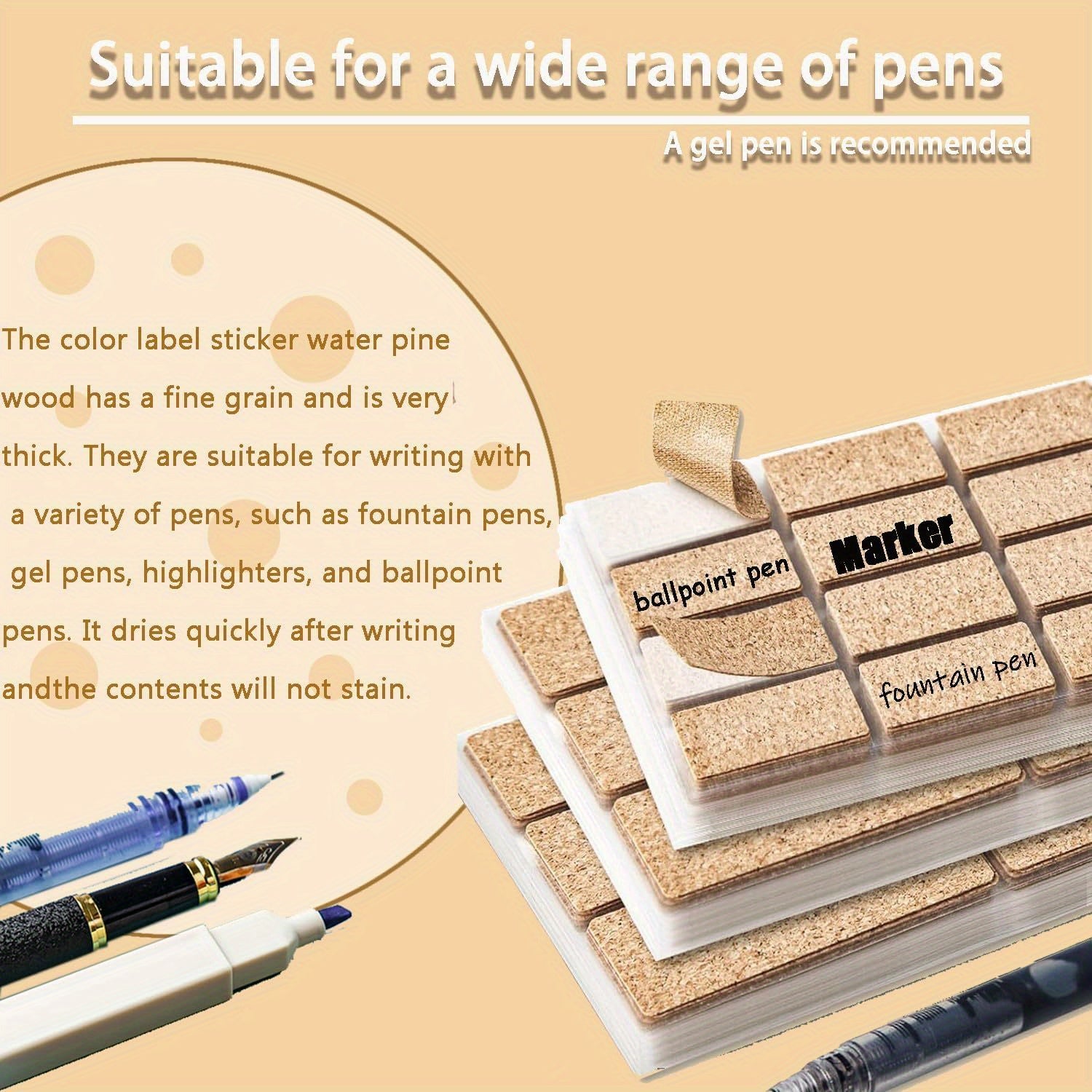 Cork Label Stickers for Organizing Containers and Bottles, 36 96 or 132 Pieces