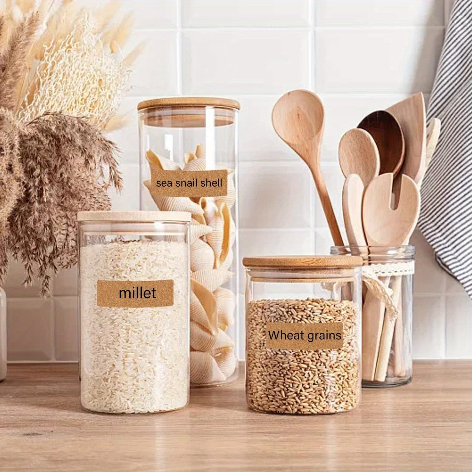 Cork Label Stickers for Organizing Containers and Bottles, 36 96 or 132 Pieces