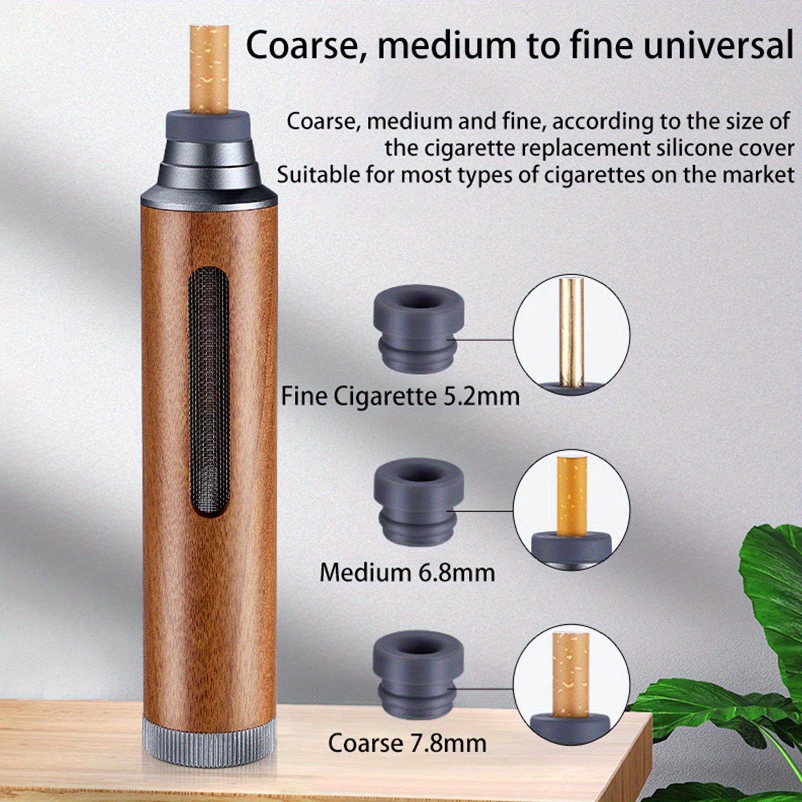 cenicero de madera para uso en oficina y coche duradero elegante se adapta a la mayoría de modelos acabado en madera natural en dorado plateado negro