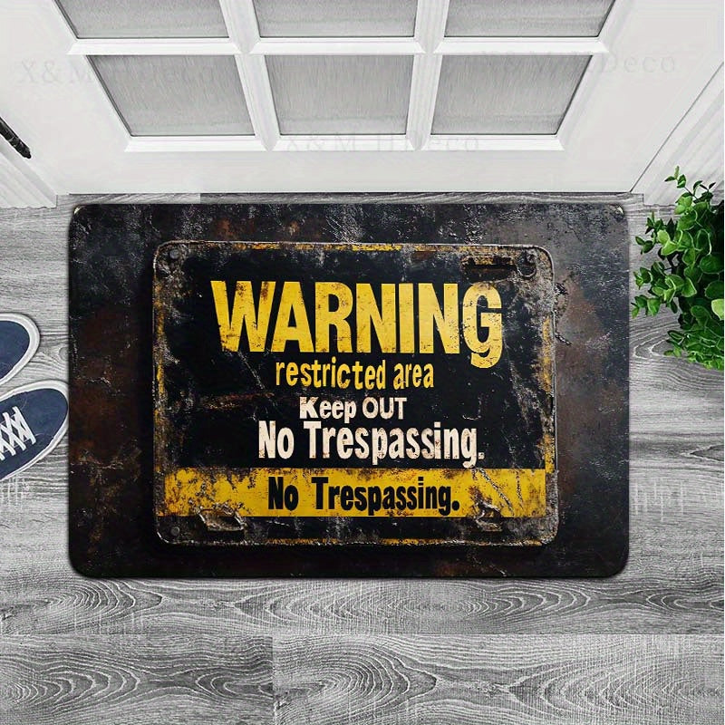 Restricted Area Do Not Enter Welcome Mat 8mm Thick PVC Backing Rectangular