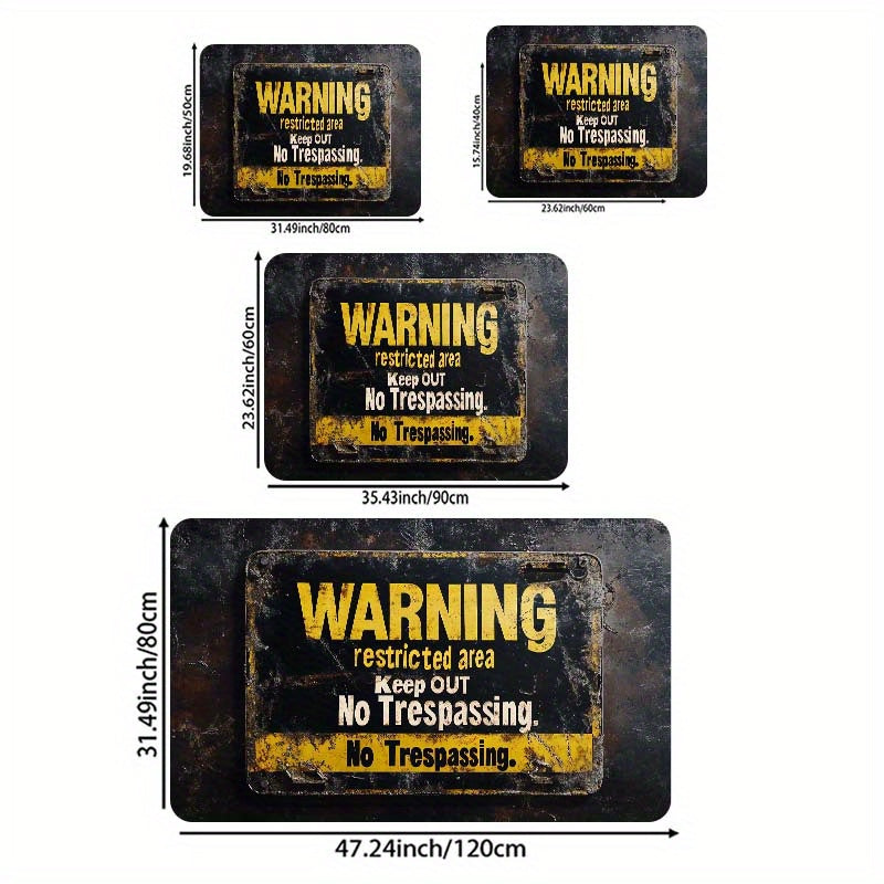 Ehtiyot bo'ling: Cheklangan hudud - Kirish taqiqlanadi. O'tish taqiqlangan qabul mato - 8mm qalinlik, mashinada yuvish mumkin, to'rtburchak shakli, PVC orqa qismi, kirish joylari, hammomlar, oshxonalar, yashash xonalari va yotoq xonalari uchun ideal.