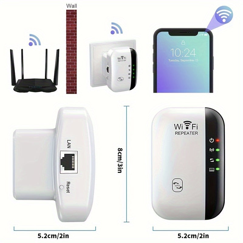 300Mbps WiFi Extender Covering 9000 Sq Ft Supports 35 Devices Ethernet Port