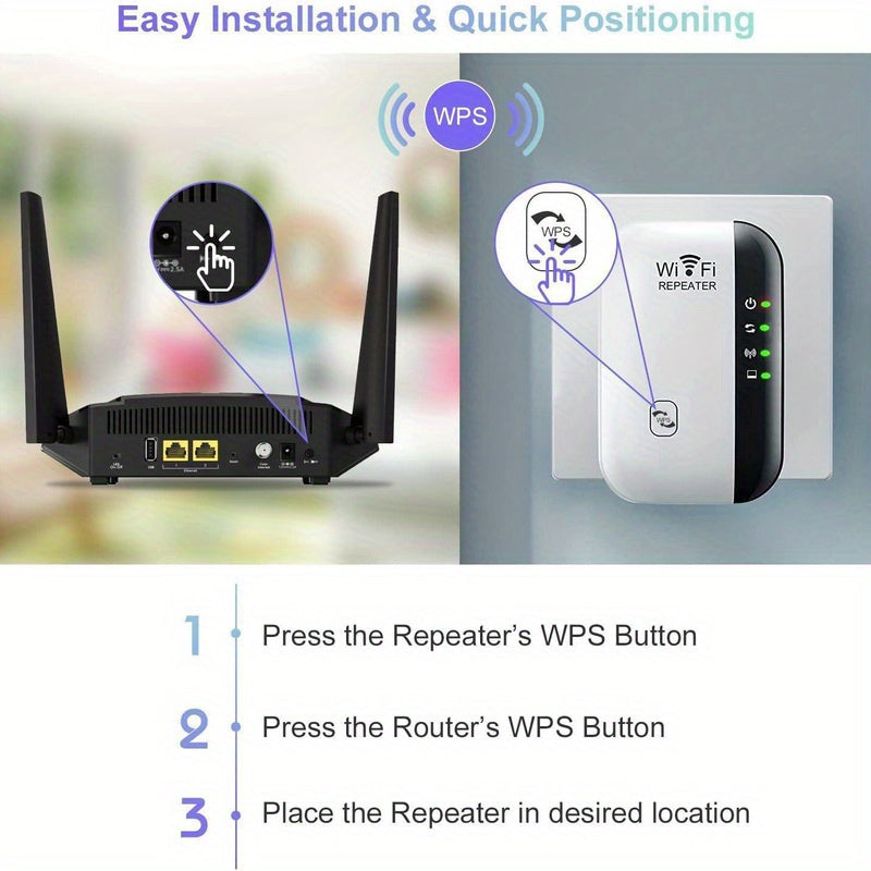 300Mbps WiFi Extender Covering 9000 Sq Ft Supports 35 Devices Ethernet Port
