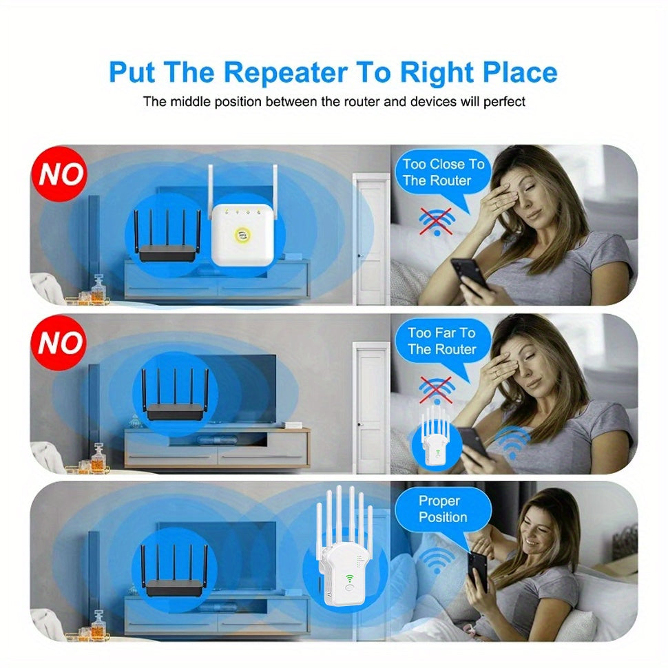 WiFi Extender Boosts Signal for 25 Devices 2.4GHz 300Mbps Wide Range Repeater