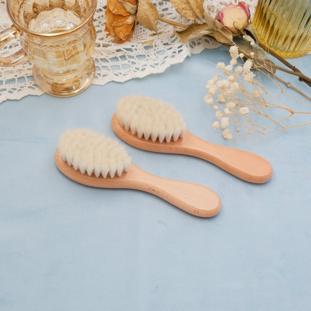Engraved Wooden Hair Brush with Soft Wool Bristles Personalized Gift for Women