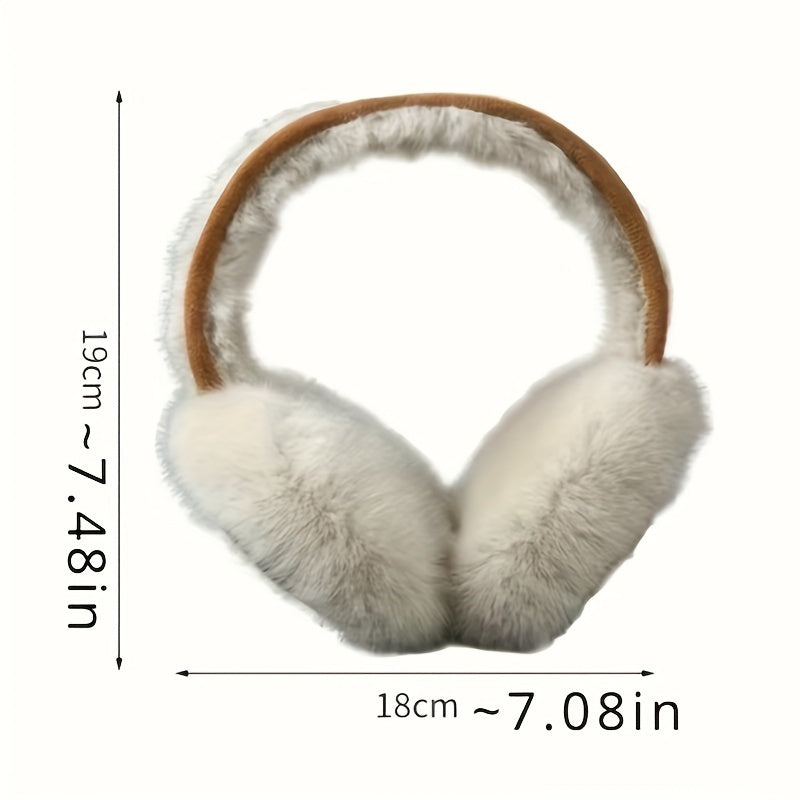 Orejeras plegables de felpa para mujer, suaves y acogedoras, forro de ante, calentador de orejas ajustable con diadema