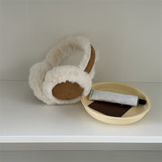 Orejeras plegables de felpa para mujer, suaves y acogedoras, forro de ante, calentador de orejas ajustable con diadema