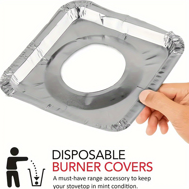 Set of 10 Gas Stove Burner Covers, Aluminum Liners, 8.5 Inch Square, Heat-Resistant
