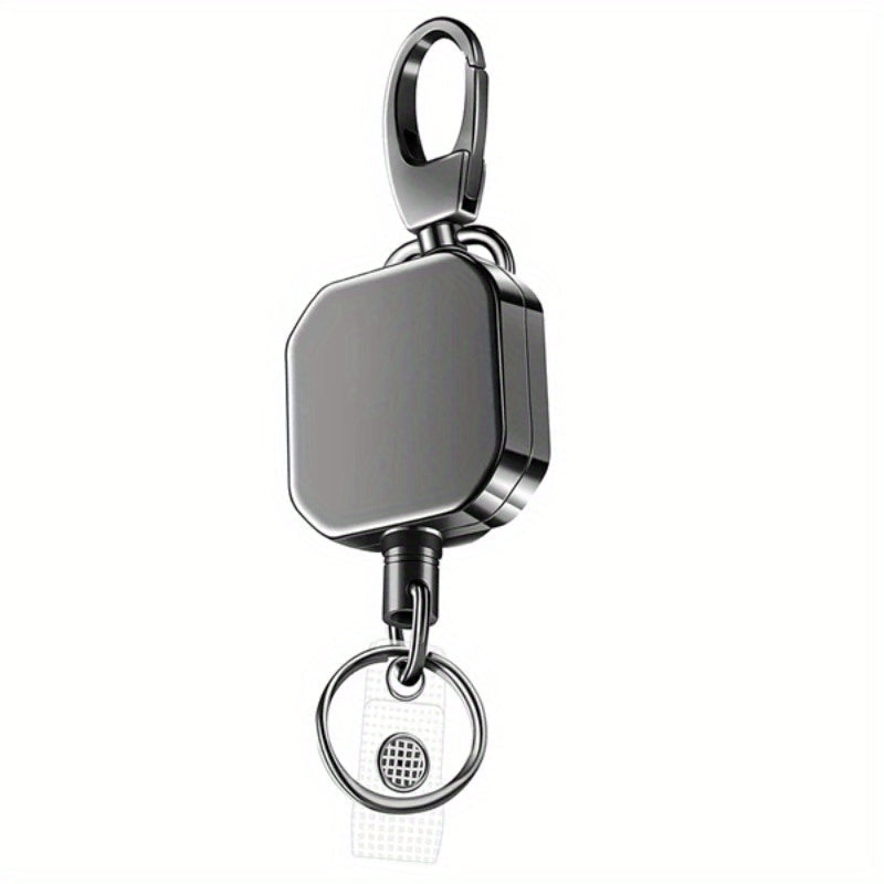 Durable Zinc Alloy Retractable Keychain with ID Badge Reel Black