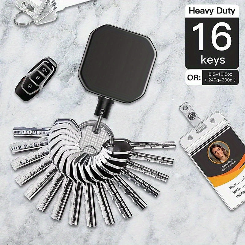 Durable Zinc Alloy Retractable Keychain with ID Badge Reel Black