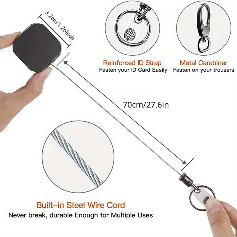 Durable Zinc Alloy Retractable Keychain with ID Badge Reel Black