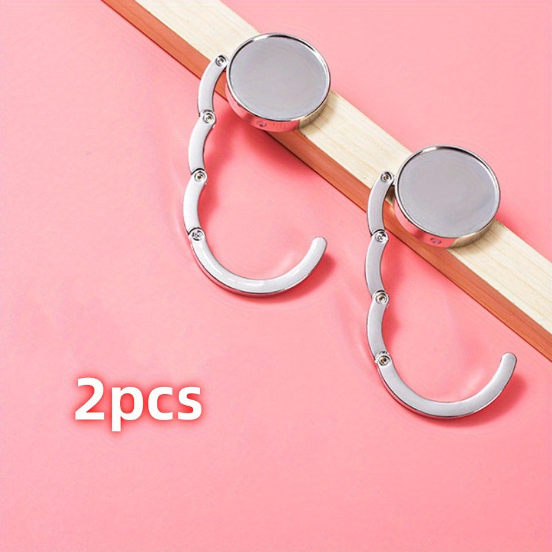 Folding Bag Holder Table with Hanging Hook and Side Pocket for Storage