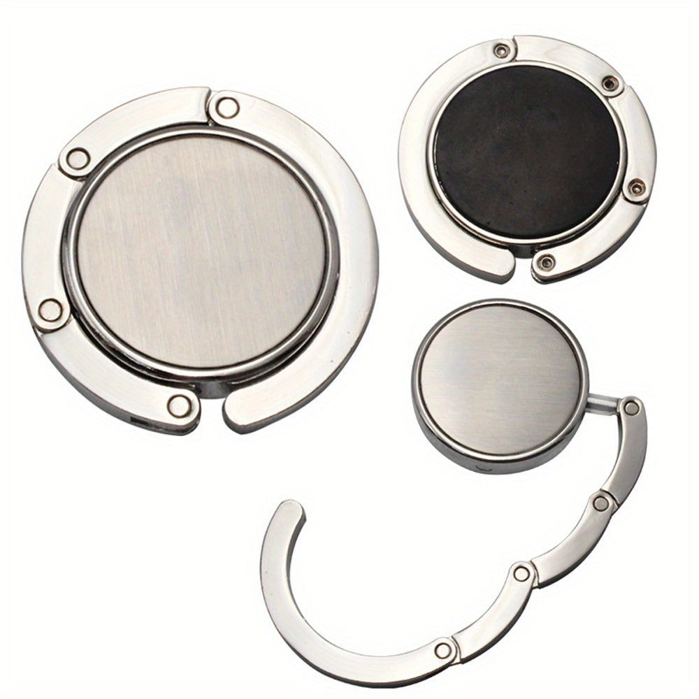 Folding Bag Holder Table with Hanging Hook and Side Pocket for Storage