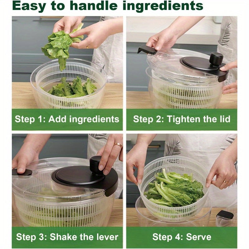 4L Salad Spinner White Double Drainage Holes for Greens Fruits Vegetables