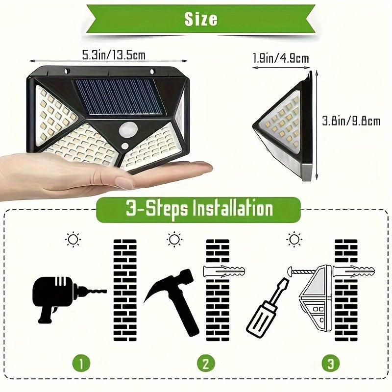 Luz de pared solar exterior de montaje semi empotrado, pantalla de plástico eficiente en energía, batería de 1200mAh, juego de 1/2/4/6/8