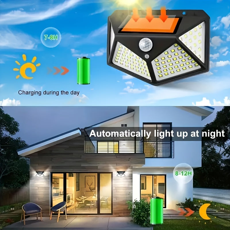 Luz de pared solar exterior de montaje semi empotrado, pantalla de plástico eficiente en energía, batería de 1200mAh, juego de 1/2/4/6/8