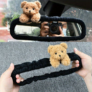 Women's Car Rearview Mirror Cover Elastic Decoration Bear Bow Auto Accessory