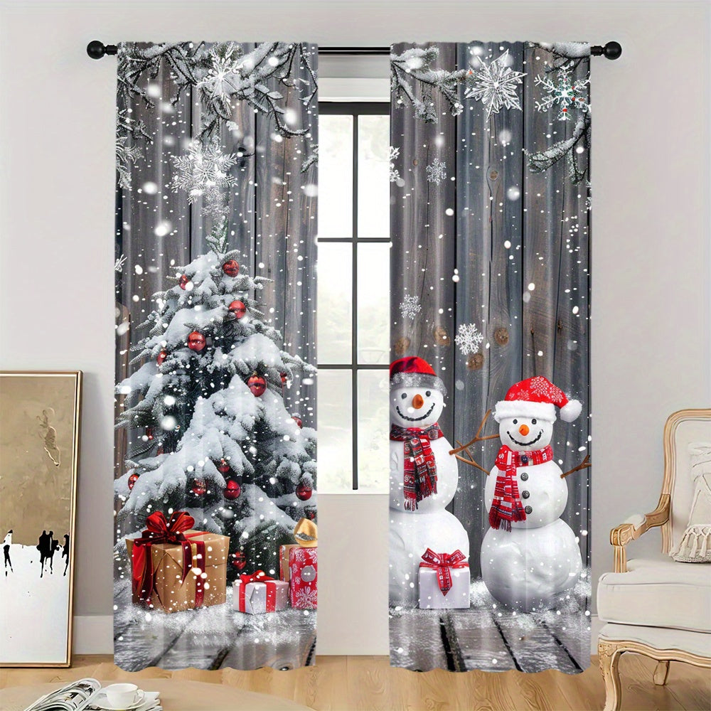 Rojdestvo qor odam va sahna pardalari 2-burchakli to'plam Polyester tayoq cho'ntagi bezaklari