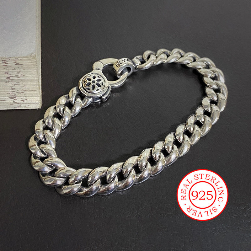 Men's and Women's Silver Cuban Chain Bracelet Hip Hop Street Style Gift