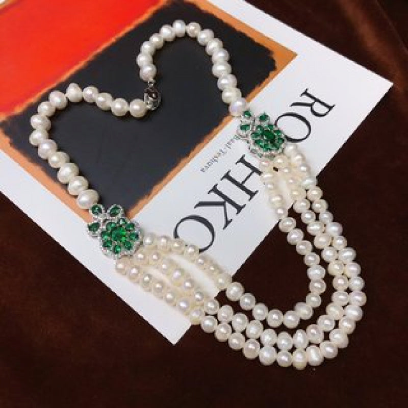 Vintage Freshwater Pearl Necklace for Women Elegant Jewelry Gift Box