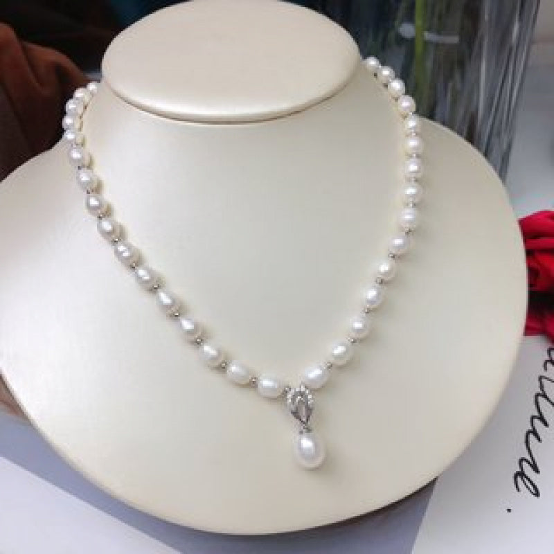 Freshwater Pearl Necklace Elegant Simple Chic Jewelry for Women with Gift Box