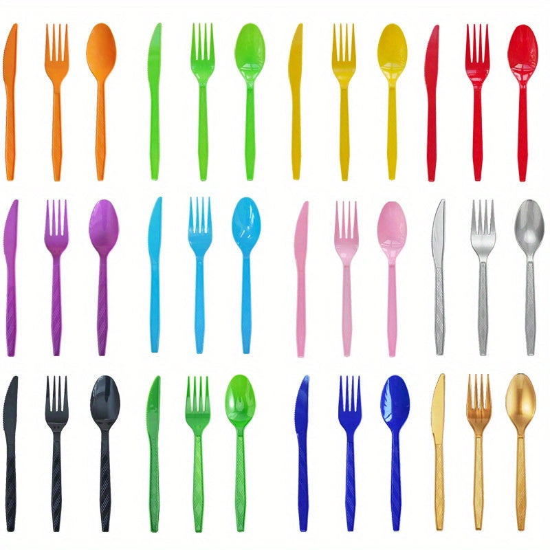Disposable Cutlery Set 24 Pieces for Parties and Celebrations with Knives Forks Spoons