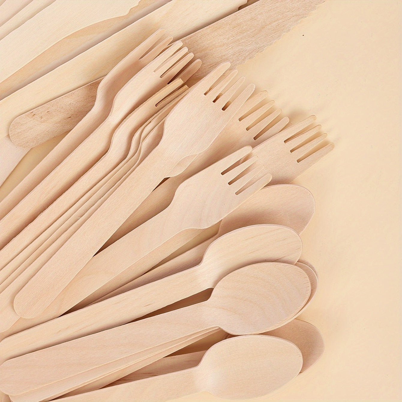 Set of 10 Biodegradable Wooden Cutlery Pieces for Parties and Events