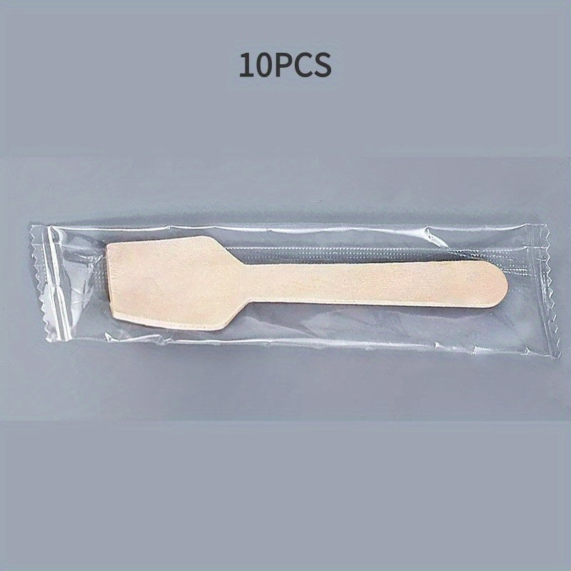Set of 10 Biodegradable Wooden Cutlery Pieces for Parties and Events