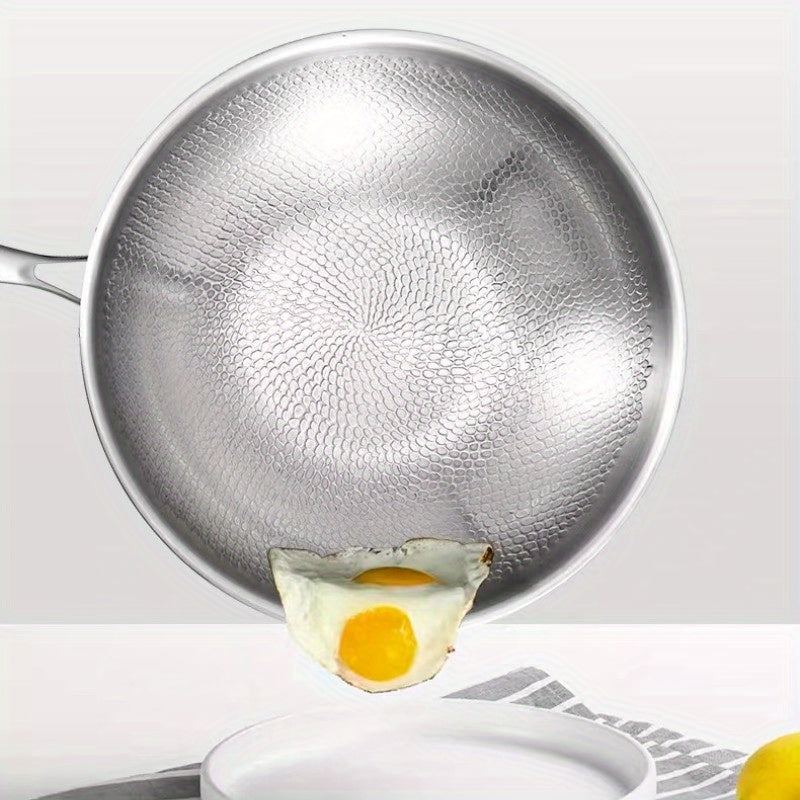 Titanium Coated Wok with Multi-Ply Construction, Hammered Surface, Induction and Gas Compatible