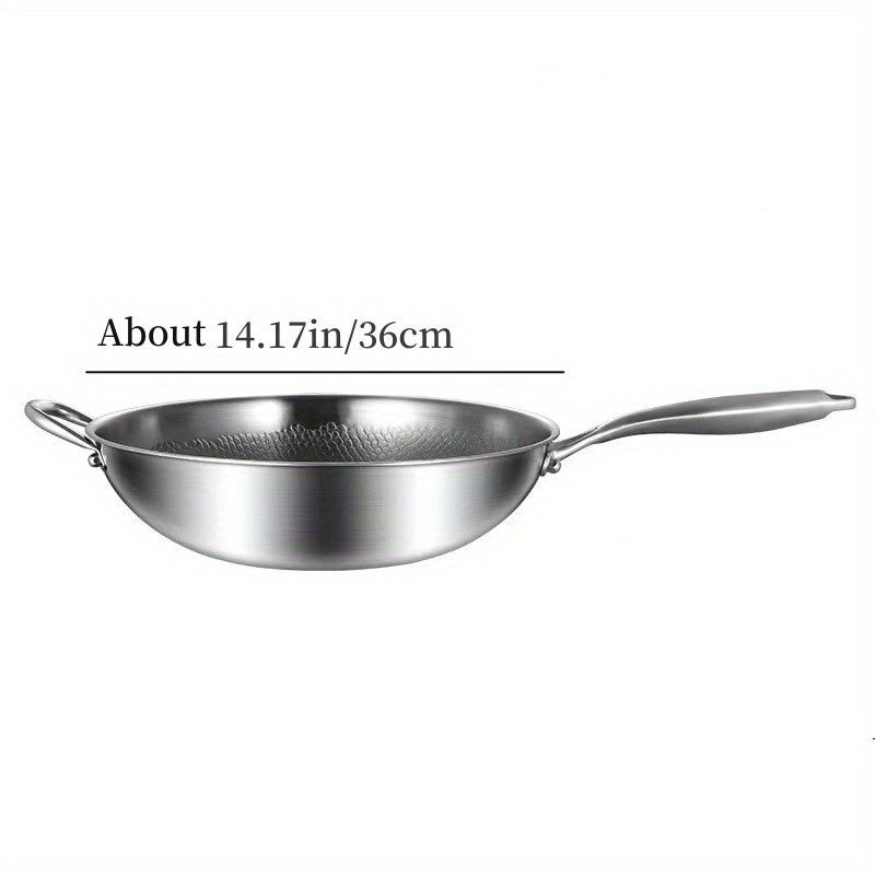 Titanium Coated Wok with Multi-Ply Construction, Hammered Surface, Induction and Gas Compatible