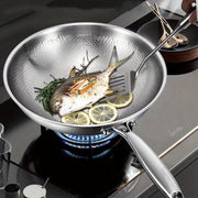 Titanium Coated Multi-Ply Wok with Hammered Surface Scratch-Resistant for Gas and Induction