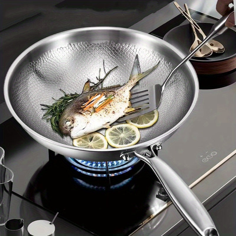 Titanium Coated Multi-Ply Wok with Hammered Surface Scratch-Resistant for Gas and Induction
