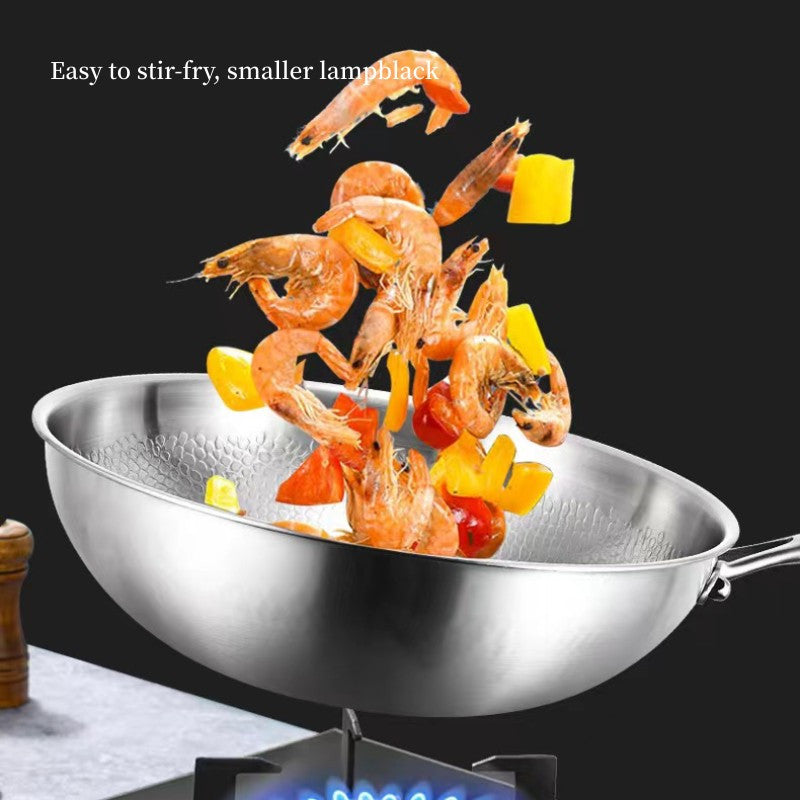 Titanium Coated Multi-Ply Wok with Hammered Surface Scratch-Resistant for Gas and Induction