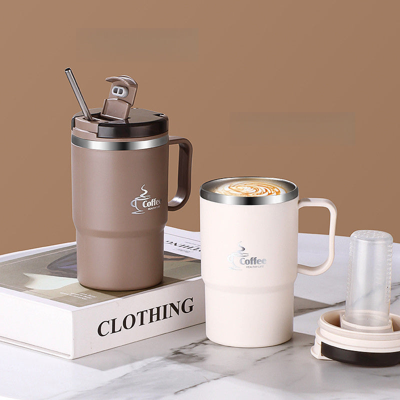 550ml Stainless Steel Coffee Mug with Lid and Tea Infuser for Office and Travel