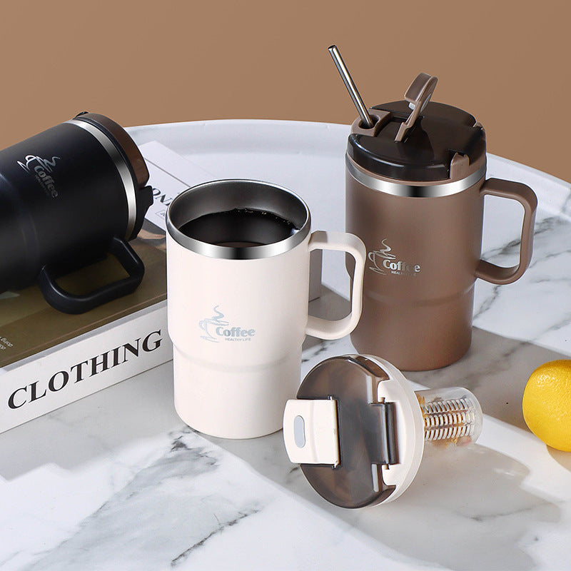 550ml Stainless Steel Coffee Mug with Lid and Tea Infuser for Office and Travel