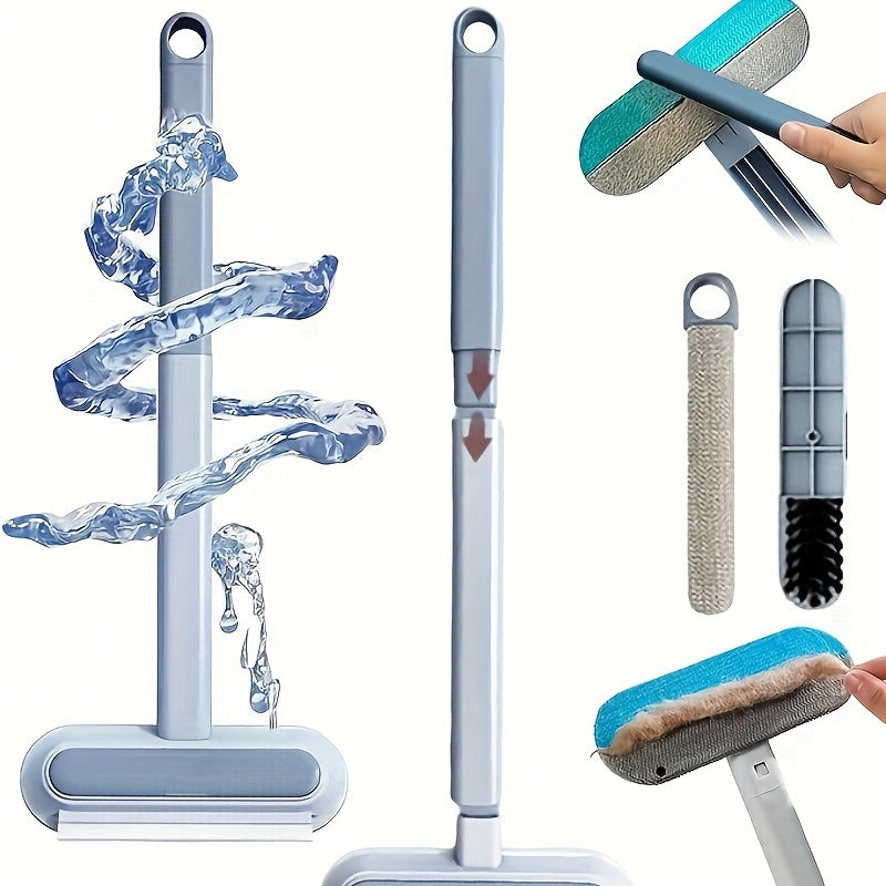 Dual-Action Pet Hair Remover Roller for Dogs Wet and Dry Use Blue Gray