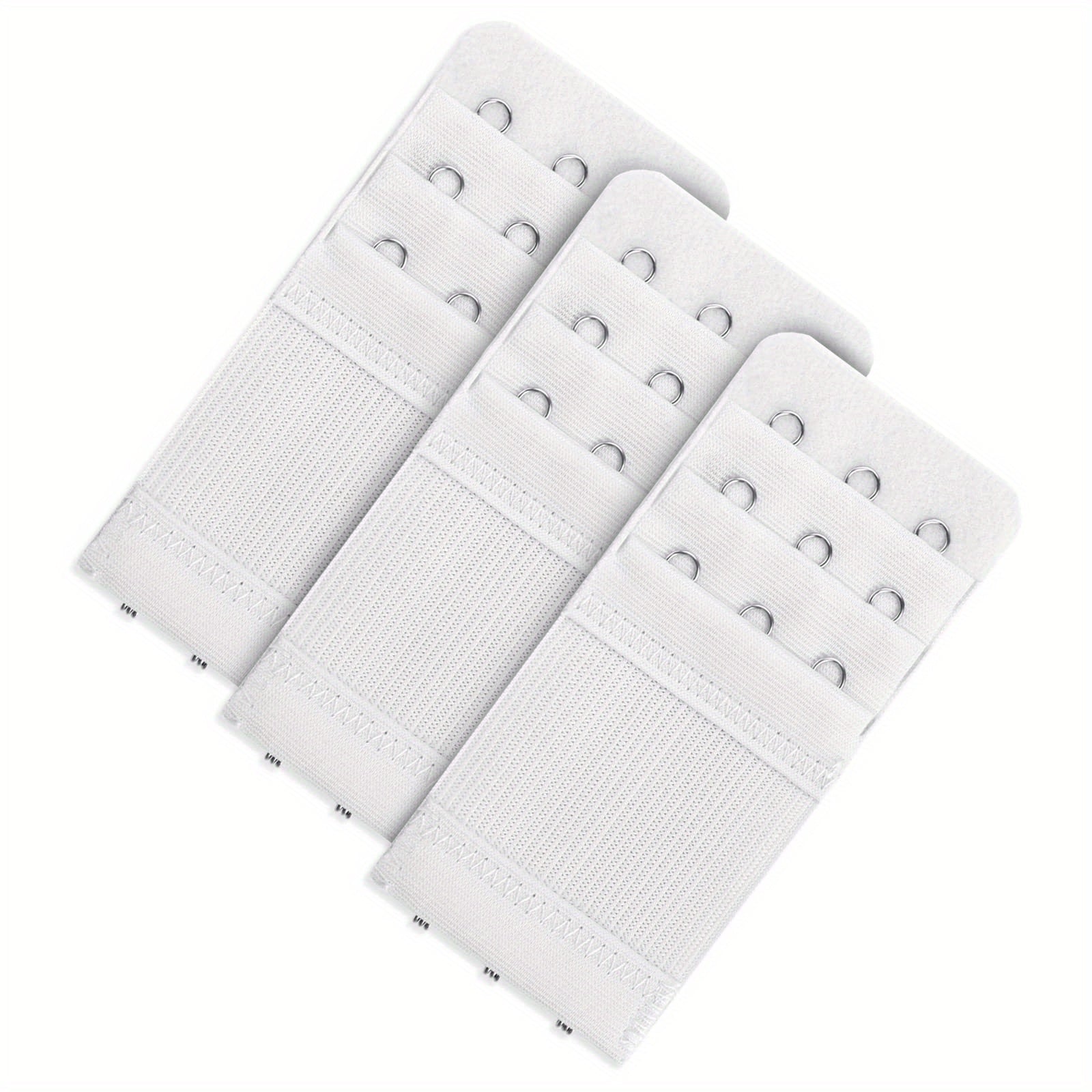 Woven Polyester Bra Accessories 3-Pack with Hook and Eye Closure for Adjustable Back Comfort