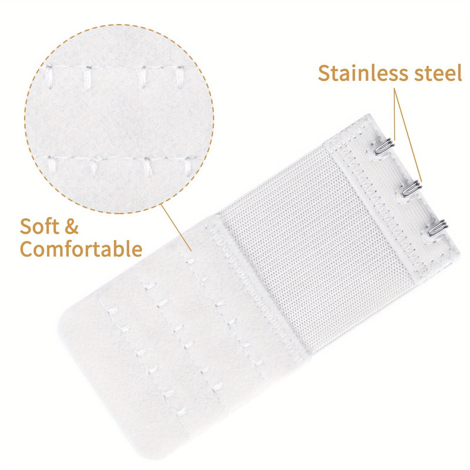 Woven Polyester Bra Accessories 3-Pack with Hook and Eye Closure for Adjustable Back Comfort