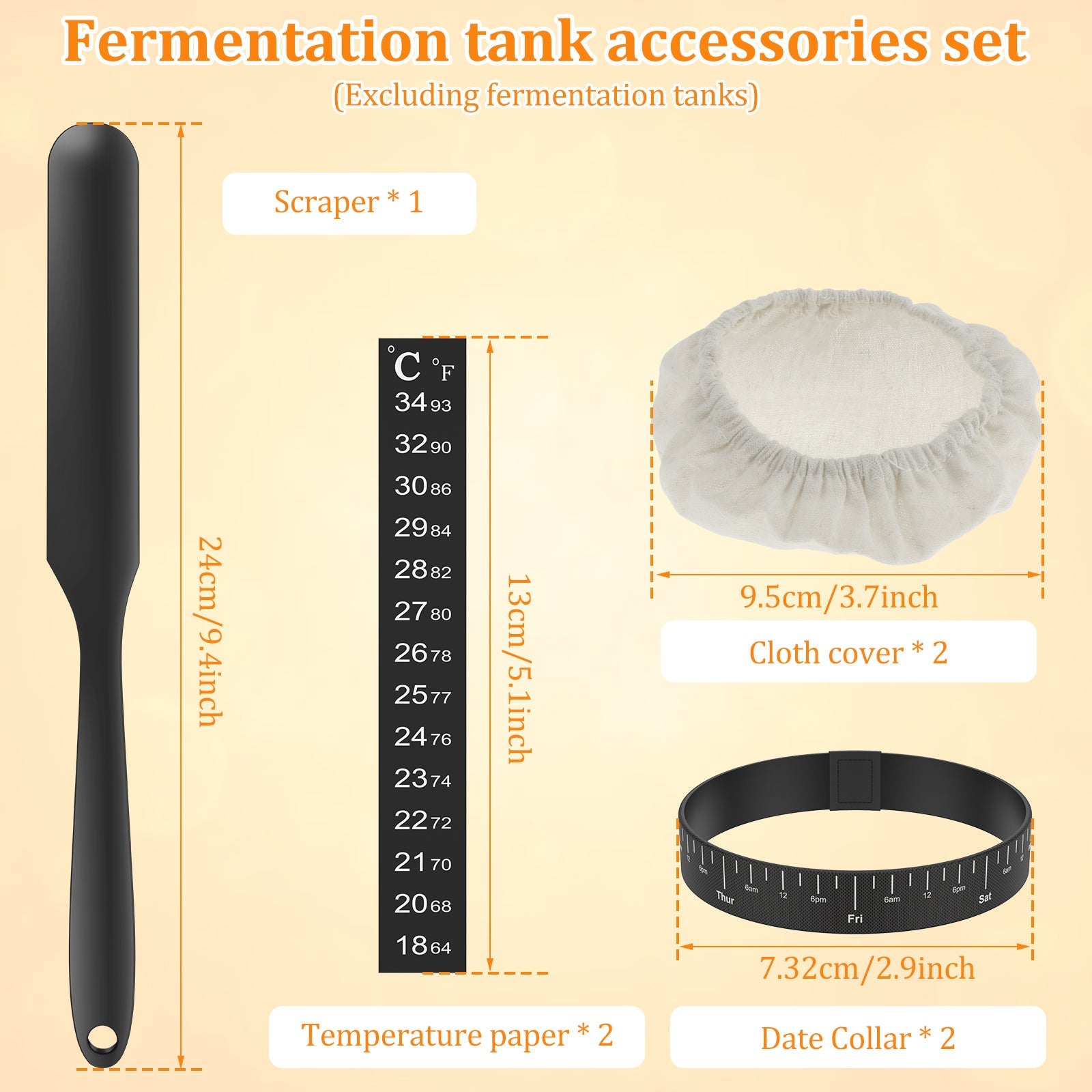 Sourdough Starter Kit with Cloth Covers, Feeding Bands, Silicone Scraper