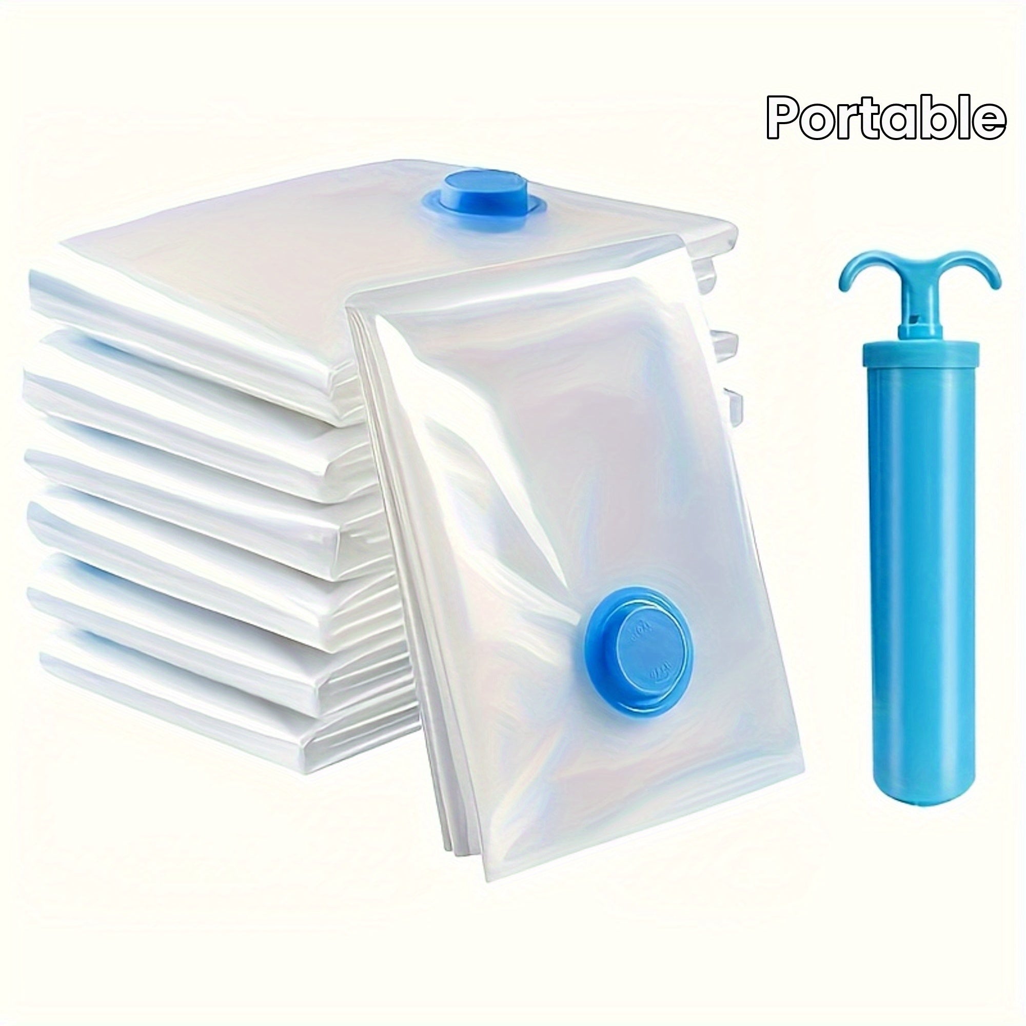 Set of 6 Iridescent Vacuum Storage Bags with Hand Pump for Clothing and Bedding